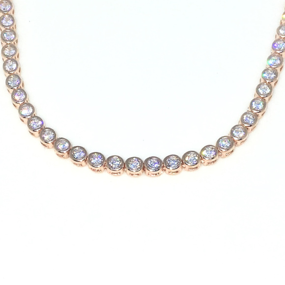 Rose Gold Bezel Round White CZ Tennis Bracelet
